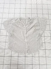 ◇ ⊂ GLOBAL WORK グローバルワーク ストライプ柄 半袖 シャツ ブラウス サイズM ホワイト系 レディース E  【1509100082477】