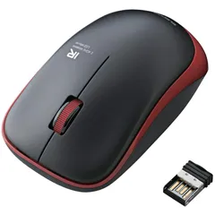 エレコム マウス ワイヤレス (レシーバー付属) Mサイズ 3ボタン IRセンサー 省電力 レッド M-IR07DRRD 0