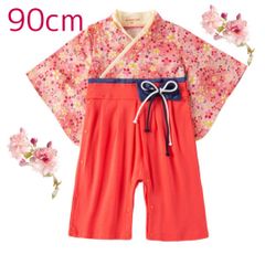 小花柄 袴ロンパース 90cm ピンク ひな祭り
