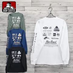 新品 メンズ ベンデイビス BEN DAVIS BENDAVIS 長袖 Tシャツ 長袖Tシャツ ティーシャツ ロンT ロゴ バックプリント 袖プリント ユニセックス レディース 白 ホワイト グリーン ブルー 黒 ブラック