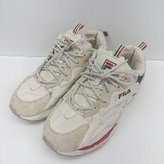 ◇ Θ FILA 1RM01153-926 RAYTRACER<!-利用不可文字-!> ブランドロゴ刺<!-利用不可文字-!> ローカットスニーカー サイズ24.5 ホワイト系 レディース メンズ E 【1502180066467】