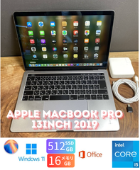 ［新品バッテリー］Apple MacBook Pro 13inch 2019/Core i5 2.4GHz/16GB/SSD512GB/Windows11/Office 20224/454