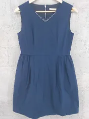 ◇ Aveniretoile アベニールエトワール 装飾つき ノースリーブ 膝丈 ワンピース 38 ネイビー *  【1002800173693】