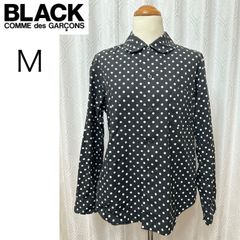 BLACK COMME des GARCONS ブラックコムデギャルソン ドット 丸襟 長袖シャツ 黒×白 ブラック×ホワイト M