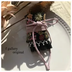 ハンドメイド♡インド刺繍リボン　ポニーフック　ヘアカフ　可愛い　人気　秋冬オススメ