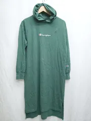 ◇ Champion チャンピオン × coen コーエン 長袖 膝下丈 ワンピース サイズL グリーン レディース P  【1407260020448】