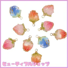 【特価】[SUNNYCLUE] 5色 花折り チャーム フラワー デコ パーツ つぼみ チャーム バラ イヤリング 花 ネックレス 花びら ピアス 樹脂製 レジン 和風 3d キーホルダー チョーカー ブレスレット チャームチャーム アクセサリーパーツ 基礎パ