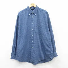 XL/古着 ノーティカ 長袖 ブランド シャツ メンズ 90s ワンポイントロゴ 大きいサイズ コットン ボタンダウン 薄紺他 ネイビー チェック 25