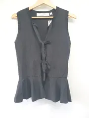 ◇ ⊂ 未使用 GU ジーユー フロントリボン ノースリーブ セーター サイズM ブラック レディース E  【1508060010056】