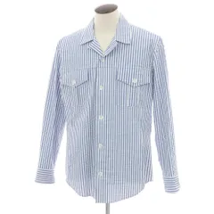 【新品】バグッタ Bagutta LIAM ストレッチ コットン シアサッカー ストライプ オープンカラー シャツブルゾン ホワイトxブルー【サイズL】【メンズ】のサムネイル