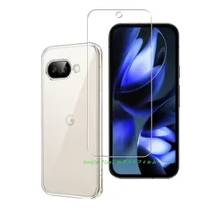 対応 Google Pixel 9aガラスフィルム+ケース Pixel 9aガラスフィルム【旭硝子素材製】 硬度9H 高透過率 飛散防止 自?吸着 ーPixel 9aバー柔軟 TPU 全透明 軽量 衝撃吸収 傷つけ防止 携帯便利 滑り止め 散熱加工 黄変しにく