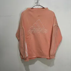 ☆adidas☆アディダス☆モックネックロゴ刺繍スウェット☆パフォーマンスロゴ☆スリーストライプ☆ビックロゴ☆ピンク☆レディースM-L相当☆A24M