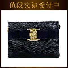 サルヴァトーレ フェラガモ ポーチ ネイビー ヴァラ 223057 美品