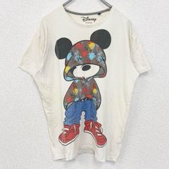 古着 used　Disney　ディズニー　半袖ビッグデザインプリントTシャツ　ミッキーマウス　Mickey　白　Sサイズ