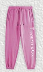 Thank you & Co スウェットパンツ ピンク×ホワイト　ユニセックス