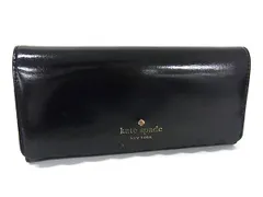 kate spade ケイトスペード PWRU5156 パテントレザー 二つ折り 長財布 ウォレット 小銭入れ 札入れ レディース ブラック系 DH9568