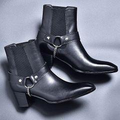buffalo bobs silver leather heal boots - メルカリ