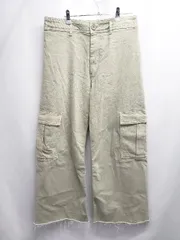 ◇ Θ ZARA ザラ コットン ワイド パンツ サイズ42 ライトカーキ系 レディース E  【1508060006813】