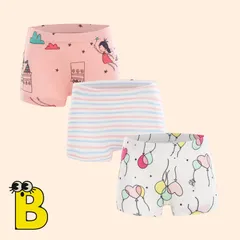 送料無料 Bセット 3枚セット キッズ ボクサーパンツ 女の子 女児 ガールズ 小学生 下着 パンツ ショーツ インナー 肌着 綿 快適 洗濯簡単 春夏秋冬 普段使い フィット 100cm 110cm 120cm 130cm 140cm 150cm