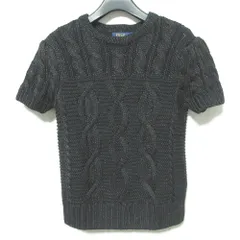 美品 POLO RALPH LAUREN ポロラルフローレン ショートスリーブ クルーネック ケーブルニット プルオーバー セーター S ブラック レディース 古着 中古 USED