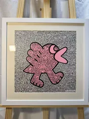 Mr.Doodle  ミスタードゥードゥル Pink Bird 	シルクスクリーン版画 サイン付き 額済 レア イラス 現代アート 美術品 インテリア 飾りのサムネイル