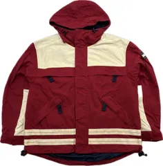 90s ☆ TOMMY HILFIGER マウンテンパーカー デザイン ナイロンジャケット レッド L スポーツ ストリート 古着 トミーヒルフィガー■EF326