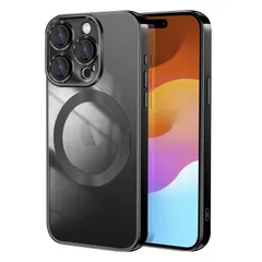 【迅速発送】iPhone 15 Pro Max ケース クリア MagSafe対応 iPhone15 promax スマホケース 透明 tpu 薄型 耐衝撃 ワイヤレス充電対応 マグネットリング付き レンズ保護 ストラップホール付き 黒 アイフォン15 Pro