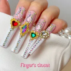 現品ネイルチップ|地雷系・スーパーロングネイルチップ|推し活・イベント・コスプレ|ハンドメイドネイルチップ