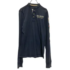 HOLLISTER 長袖 ヘンリーネックTシャツ L ネイビー ホリスター 袖ロゴ 古着卸 アメリカ仕入 a702-5730のサムネイル