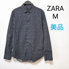 【 ZARA 】美品 M メンズ ザラ トップス　シャツ 長袖 花柄 紺 総柄