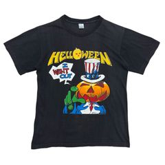 中古 HELLOWEEN ハロウィン メタルバンド Ｔシャツ クリーニング済み 1988 ツアー メンズ M フェードブラック 黒
