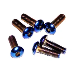 SC RACING 高性能 ステアリングホイール用 角根丸頭 ボルト 6本セット チタンカラー 六角レンチ付 M5×15mm 丸型