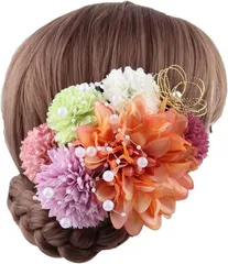 SUMITSUBAKI 髪飾り お祭り 浴衣 花火大会 成人式 ヘアアクセサリー かすみ草 和風 和装 七五三 結婚式 着物 袴 振袖 10本セット 洋装 パーツ( アプリコットオレンジ,  Free Size)
