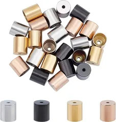 UNICRAFTALE 約24個 4色 内径6mm ステンレス エンドパーツ 304ステンレス エンドビーズ クリンプエンド コラムビーズ 接続パーツ ひも留め( 4色-24個,  6mm)