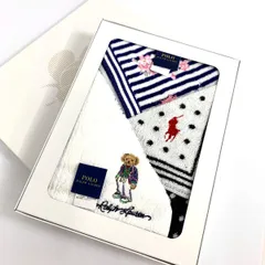 未使用品 POLO RALPH LAUREN ポロラルフローレン  タオルハンカチ 3枚セット   ホワイト/ネイビー ポロベア   贈答品 引き出物 ギフト　240001125019