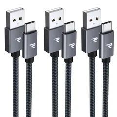 【1m+1m+2m 3本/黒】RAMPOW usb c ケーブル タイプc ケーブル 急速充電 QuickCharge3.0対応 USB2.0規格 iPhone 16 充電ケーブル/iPhone 15 充電ケーブル Sony Xperia/Samsung/As