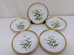 深川製磁 君島一郎 コラボ 白百合柄 絵替わり 銘々皿 ケーキ皿 プレート 5枚セット 未使用