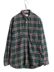 【お得なクーポン配布中!】 90s エディーバウアー チェック ボタンダウン フランネル シャツ メンズ L / オールド Eddie Bauer ネルシャツ コットン 白タグ 長袖シャツ