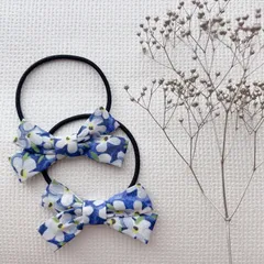 ペタルウィッシュ ブルー リバティ ヘアゴム 2個1セット