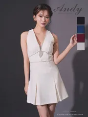 ホワイトS [OK2975-W-2508]XSサイズあり【ANDY/アンディ】シンプル/ ワンカラー/ ノースリーブ/ ビジューライン/ バストシアー/ フレア/ Aライン/ ミニドレス/ キャバドレス