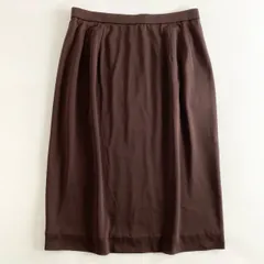 53i20《未使用保管品》 日本製 タグ付 LEONARD FASHION レオナール ファッション 膝丈 スカート ボトムス カンカン素材 バックジップ 76 ブラウンのサムネイル