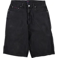 古着 90年代~ トミーヒルフィガー TOMMY HILFIGER JEANS ブラックデニムペインターショーツ ハーフパンツ メンズw33相当/eaa577693