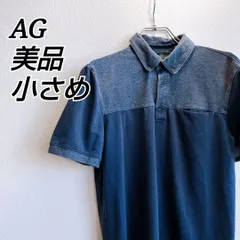 美品✨️ エージー AG ポロシャツ バイカラー ブランドロゴ ワンポイント ボタンダウン 異素材 切り替え デザイン ドッキング ビジカジ