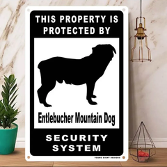 雑貨【Entlebucher Mountain Dog/エントレブッハー・キャトル・ドッグ】  Dog ドッグ  犬    メタルポスタ―　Security  セキュリティー 警告  ヤードサイン メタルプレート  ブリキ看板  -136