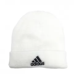 アディダス ニット帽 白×黒 ロゴ刺しゅう フリー(57cm-59cm)  ゴルフウェア adidas
