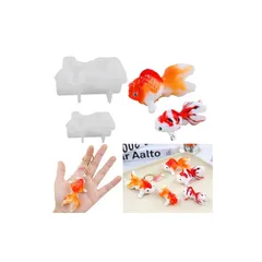 Evergarden シリコンモールド 金魚【2個セット】立体 レジン アクセサリー パーツ イヤリング ピアス キーホルダー シャカシャカ シリコン モールド キャンドル アロマストーン 石膏 手作り 樹脂 粘土 シリコン型 型 キット ハンドメイド 鏡 1