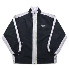 Reebok 90年代 ナイロンジャケット トラックジャケット ジャージ L ブラック グレー ロゴ刺繍