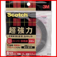 3M スコッチ 超強力両面テープ プレミアゴールド スーパー多用途 粗面用 幅12mm長さ4m SPR-12R