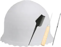 Neorry ヘアカラー 4点セット メッシュ キャップ ハイライト ブリーチ 毛染め 髪染め 色抜き 穴あき 針付き セルフ(クリア,  フリー)