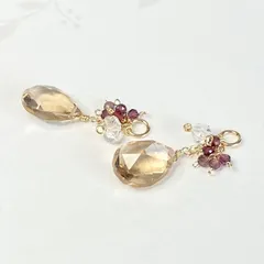 宝石質シャンパンクォーツ＆サファイア、ハーキマーのチャーム【14kgf】